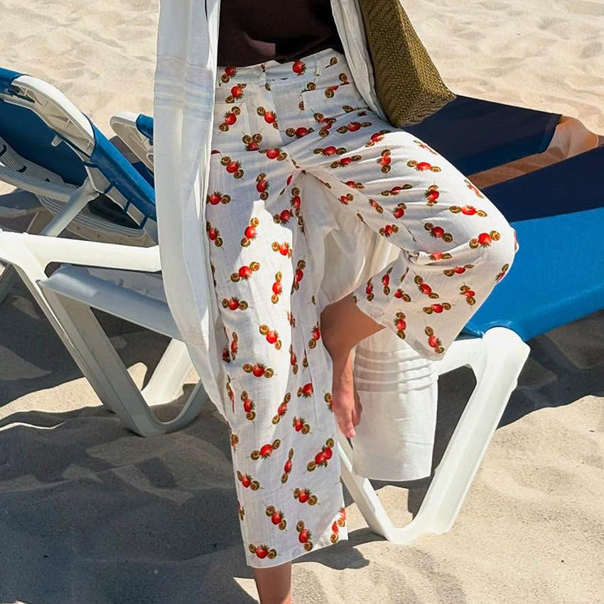 Pantalon femme décontracté – Coupe droite – Imprimé audacieux – Tissu respirant