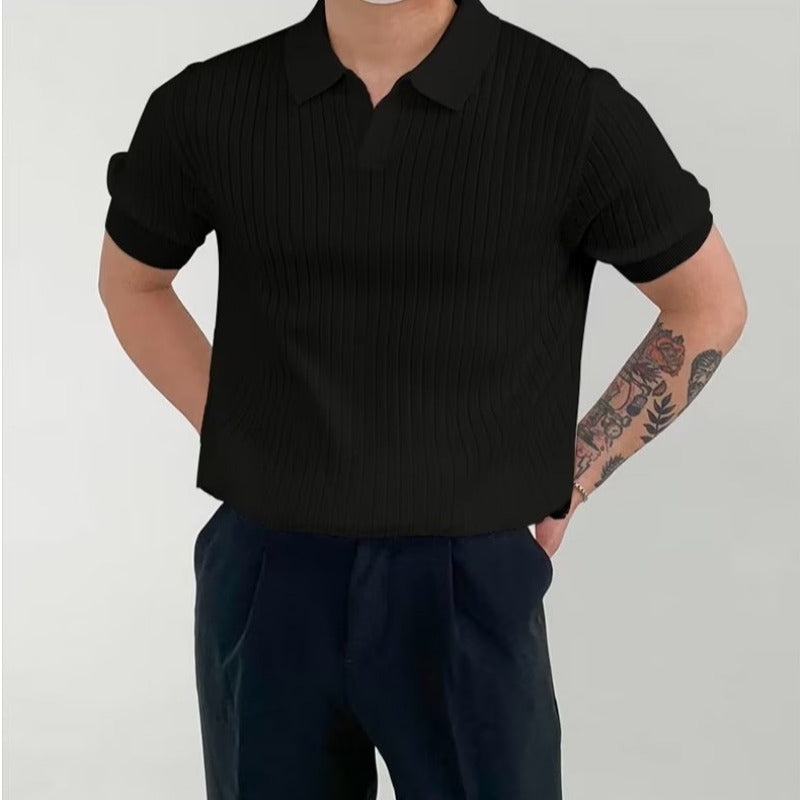 Polo homme – Coupe standard – Maille côtelée – Manches courtes confort respirant