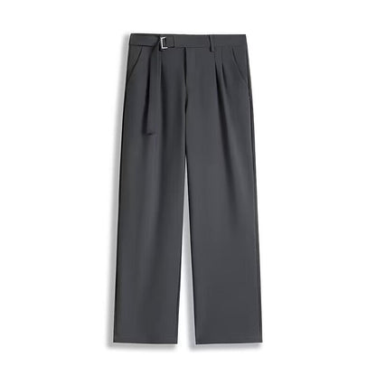 Pantalon droit pour homme - Coupe décontractée - Longueur cheville - Ceinture ceinturée