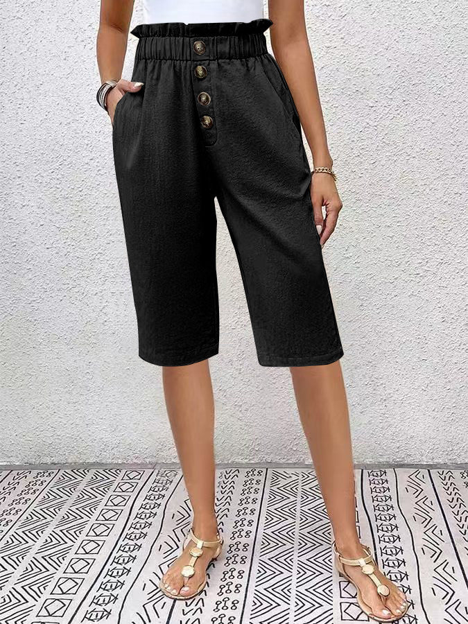 Short femme – Taille haute paperbag – Coupe décontractée – Tissu confortable