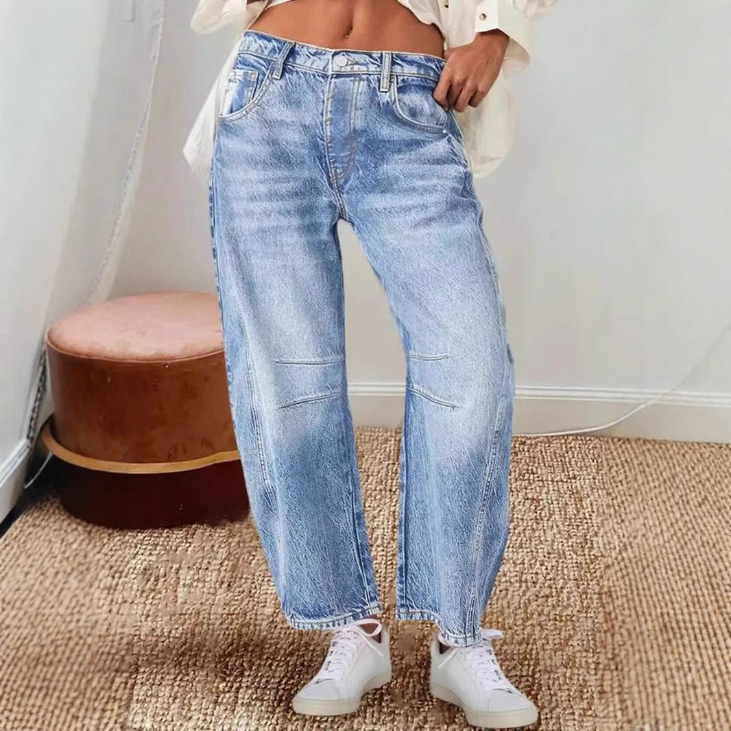 Women's jean – High waist – Loose relaxed fit – Vintage style – Ankle length