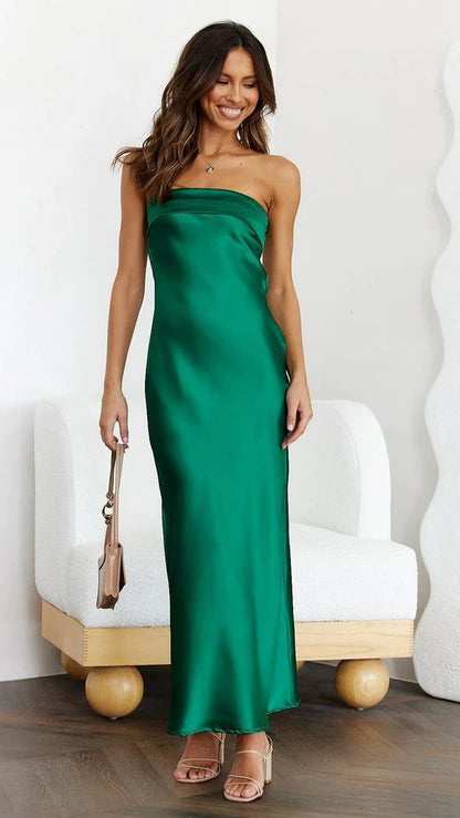 Robe longue femme – Sans bretelles – Tissu luxueux – Coupe élégante – Soirée formelle