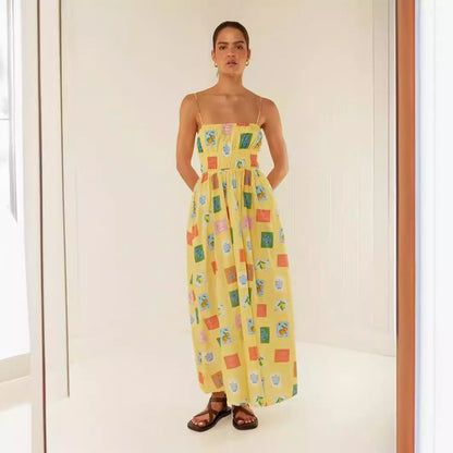 Robe Longue Femme – Épaules Dénudées – Bretelles Fines – Fronces – Coupe Fluide