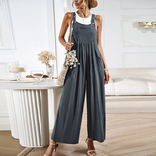 Salopette femme – Coupe décontractée – Jambes larges – Tissu respirant – Style décontracté