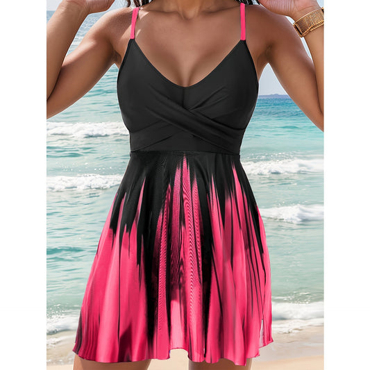 Robe de bain femme – Coupe évasée – Style portefeuille – Bretelles réglables