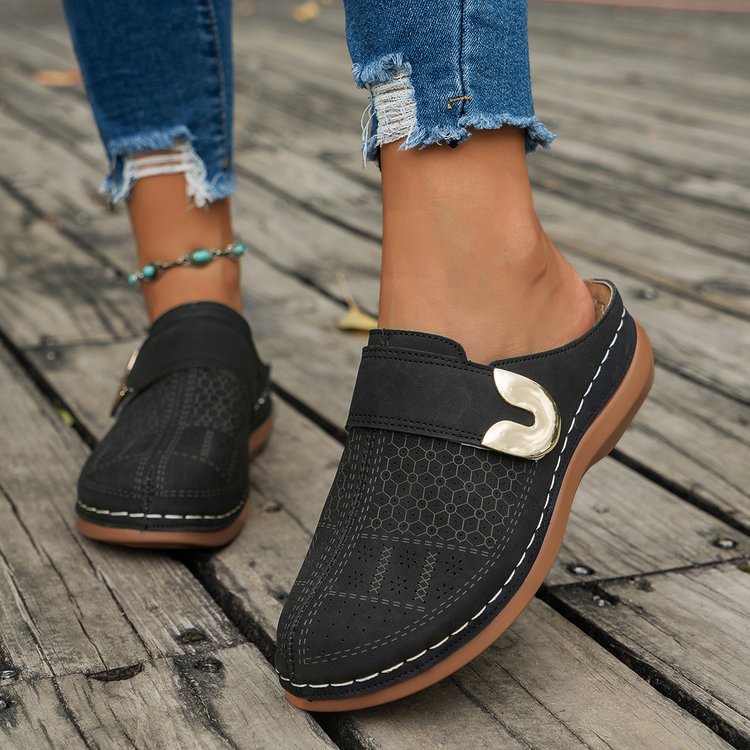 Sandales mule femme – Slip-on confortable – Boucle décorative