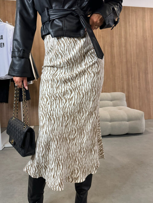 Jupe midi femme – Taille haute – Coupe ajustée évasée – Tissu coton imprimé
