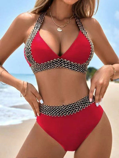 Maillot de bain femme deux pièces – Taille haute – Détail crochet – Dos nu soutien