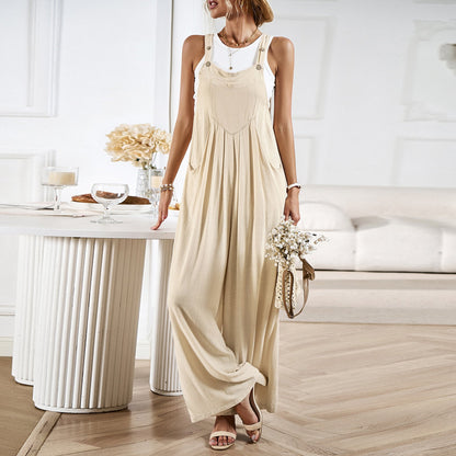 Salopette femme – Coupe décontractée – Jambes larges – Tissu respirant – Style décontracté