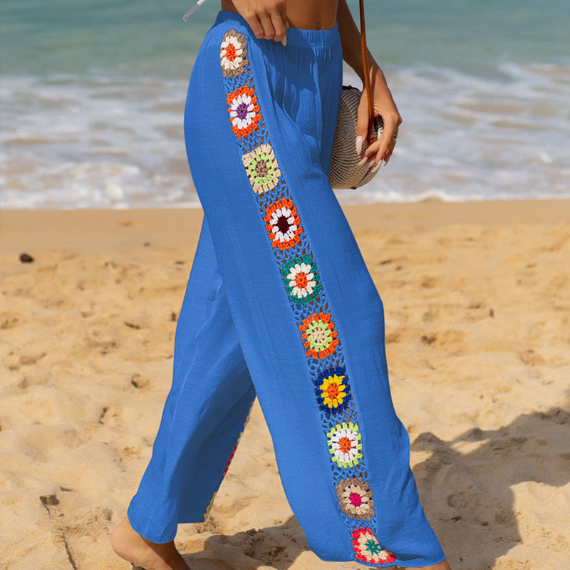 Pantalon femme – Coupe fluide – Jambe évasée – Coton respirant – Détail crochet