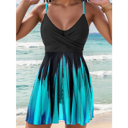Robe de bain femme – Coupe évasée – Style portefeuille – Bretelles réglables