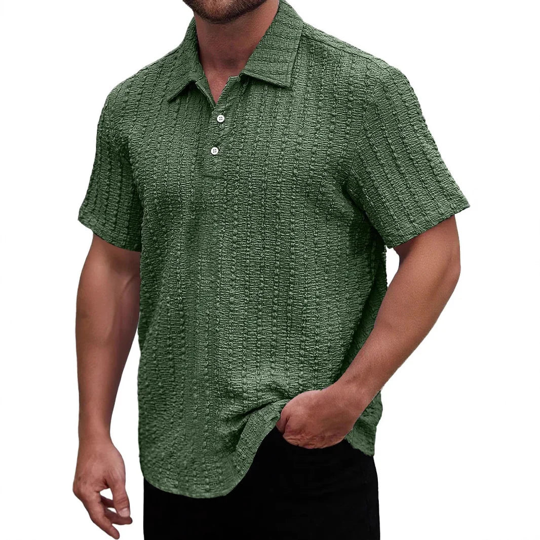 Men's polo – Straight cut – Textured knit – Breathable comfortable fabric