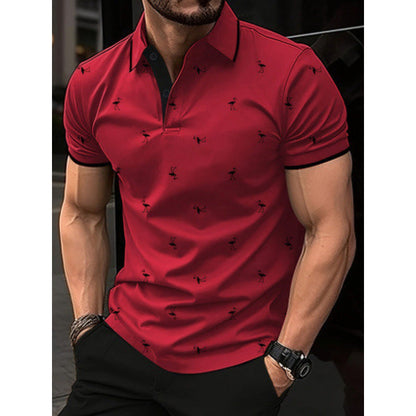 Men's polo – Regular fit – Classic collar – Printed – Cotton blend