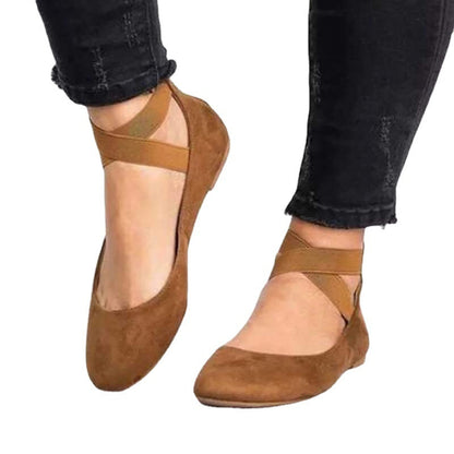 Ballerines femme – Suédine douce – Bout rond – Bride élastique – Coupe basse