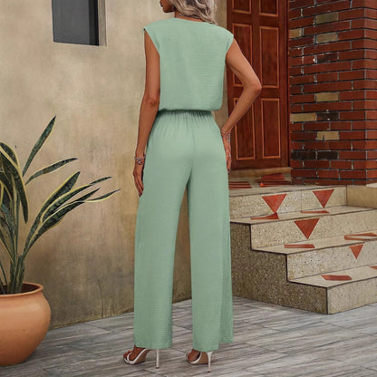 Ensemble Femme Top Sans Manches et Pantalon – Tissu Respirant – Coupe Ample – Taille Ajustable