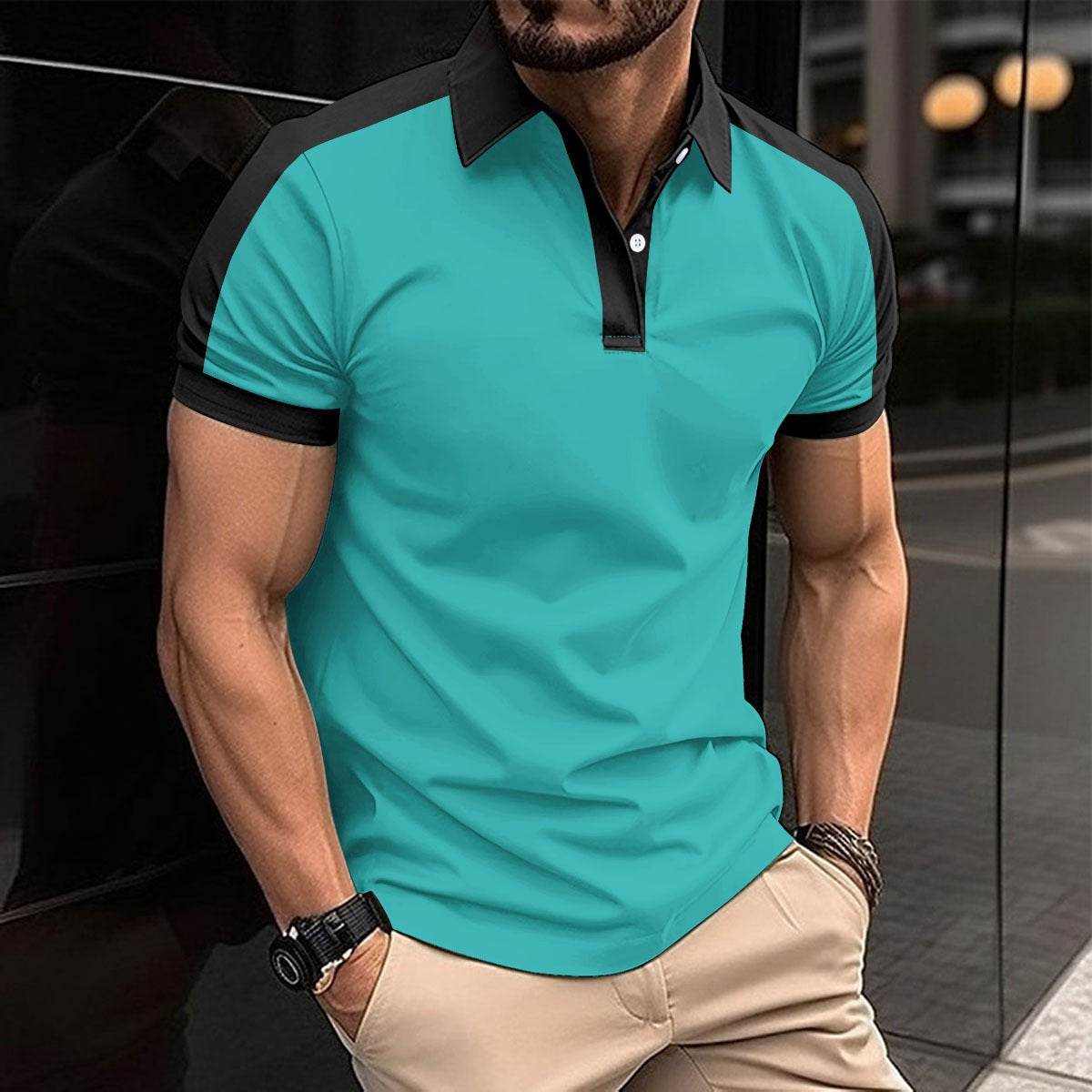 Polo homme – Coupe slim – Fibres naturelles – Col et manches contrastés