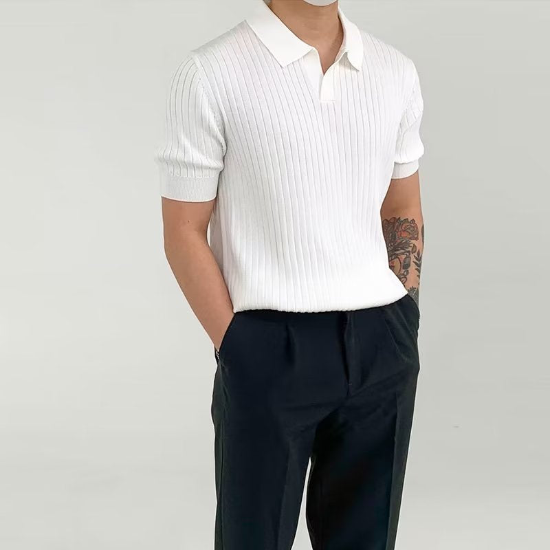 Polo homme – Coupe standard – Maille côtelée – Manches courtes confort respirant
