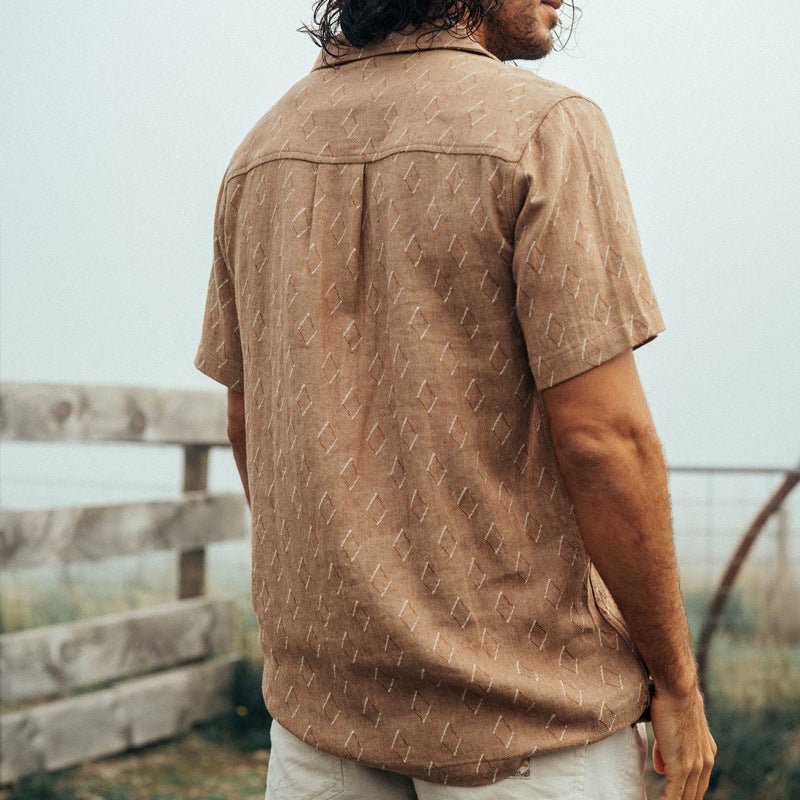 Men's shirt – Relaxed fit – Short sleeves – Breathable patterned fabric