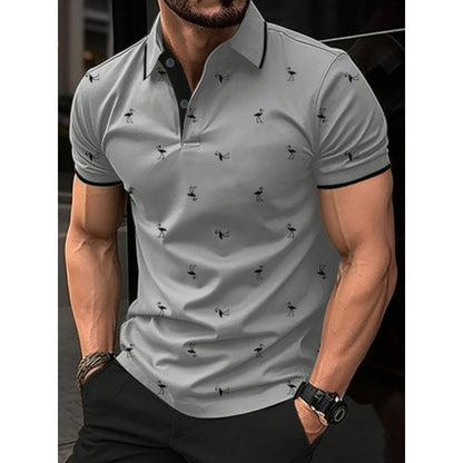 Men's polo – Regular fit – Classic collar – Printed – Cotton blend