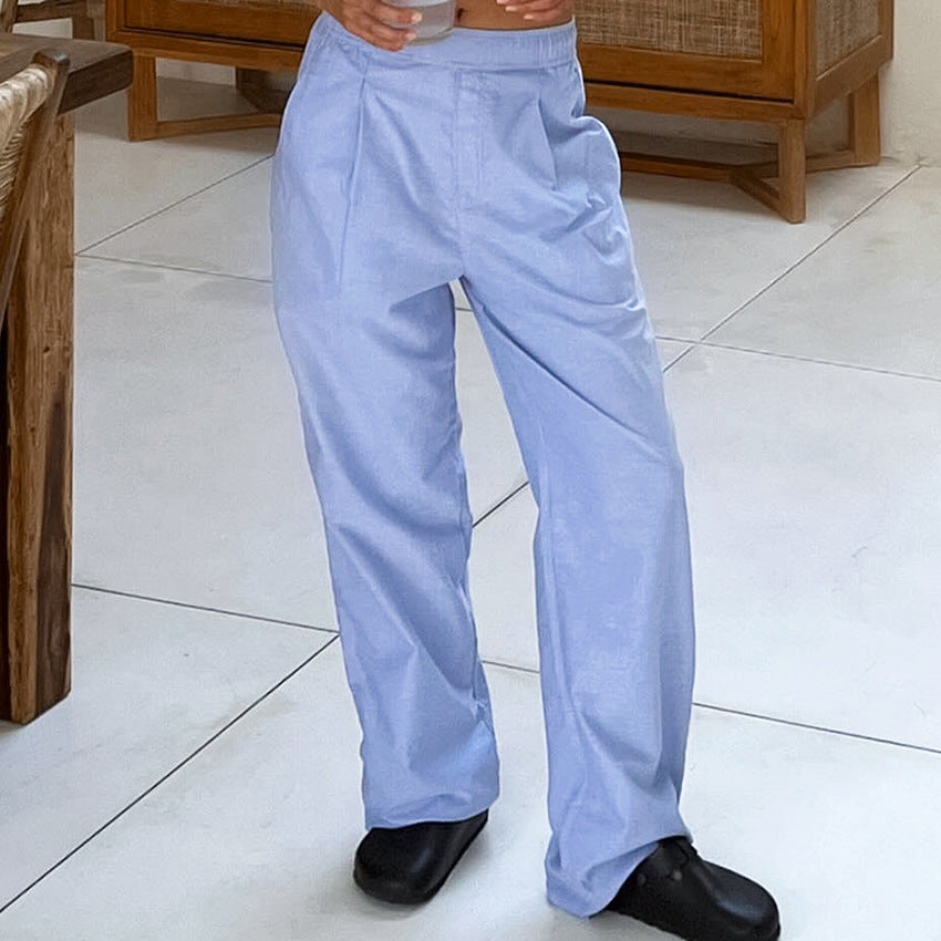 Pantalon femme large – Taille haute – Tissu structuré – Plis élégants – Longueur totale
