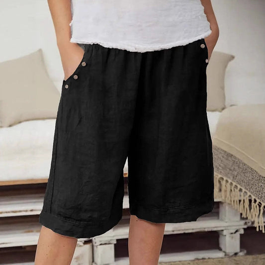 Short femme – Coupe ample – Taille élastique – Fibres naturelles respirantes