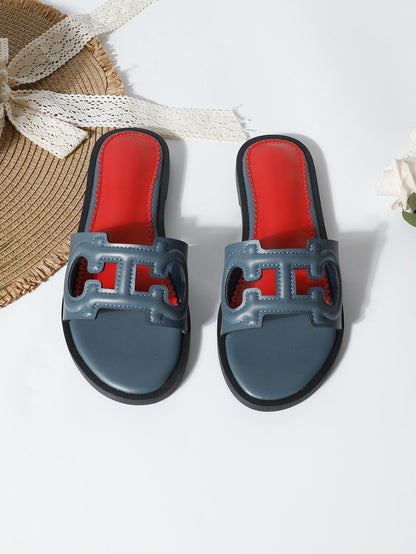 Sandales plates femme – Bout ouvert – Bride ajourée – Enfilage facile – Style décontracté