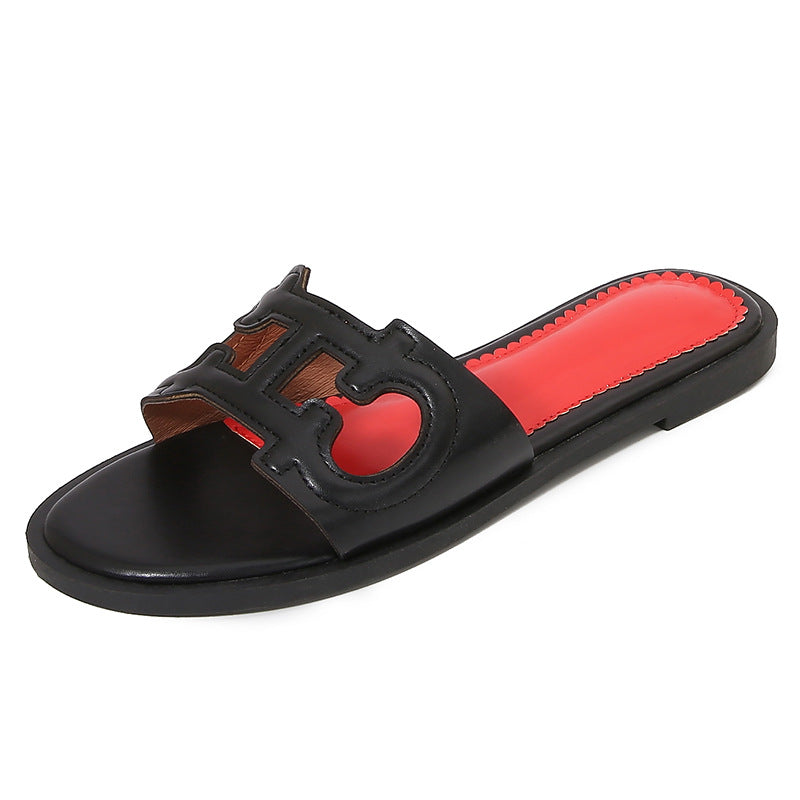 Sandales plates femme – Bout ouvert – Bride ajourée – Enfilage facile – Style décontracté