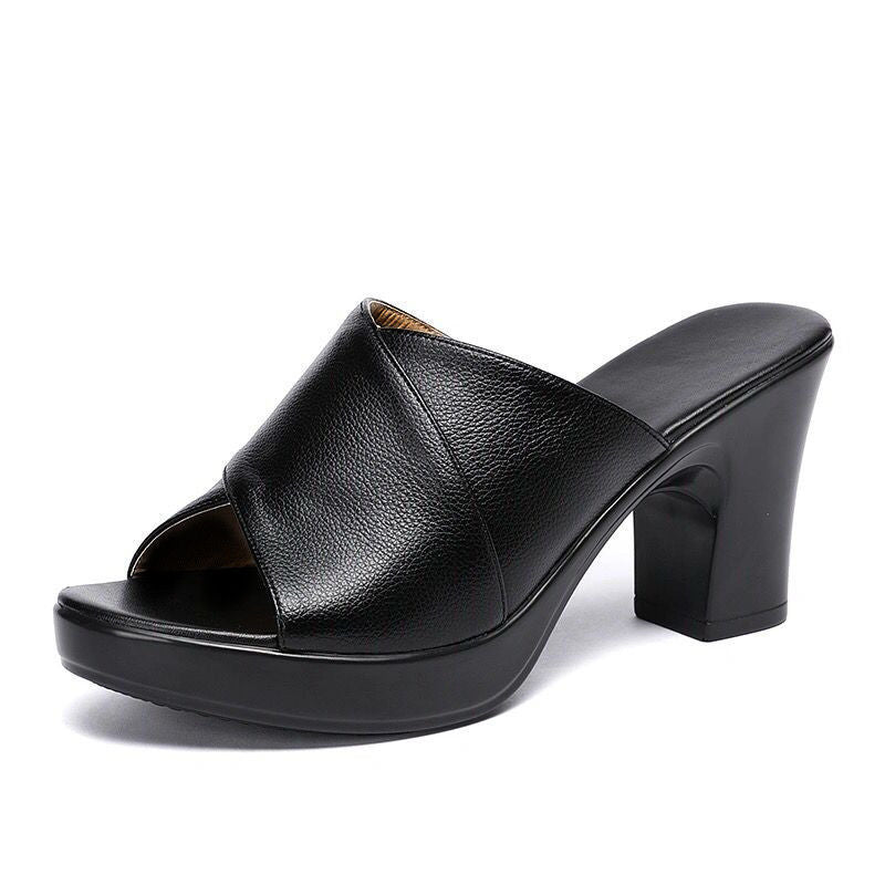 Sandales à talons femme – Design croisé – Bout ouvert – Talon bloc stable