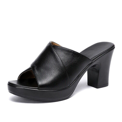 Sandales à talons femme – Design croisé – Bout ouvert – Talon bloc stable