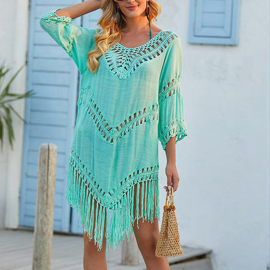 Robe de Plage Femme – Coupe Décontractée – Crochet Bohème – Tissu Respirant