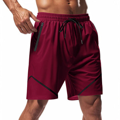 Short de sport homme – Séchage rapide – Coupe ample – Poches zippées – Cordon ajustable