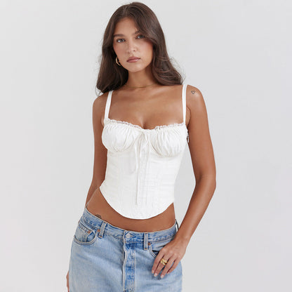 Débardeur Femme – Coupe Slim – Satin Doux – Dentelle – Bretelles Fines