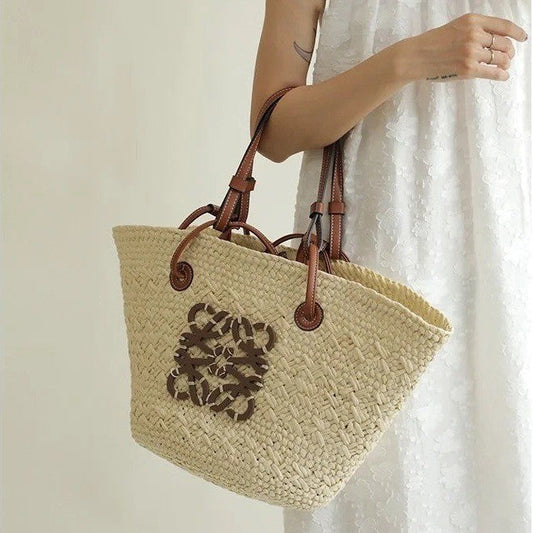 Sac à main femme – Grand format structuré – Fibres naturelles – Style décontracté