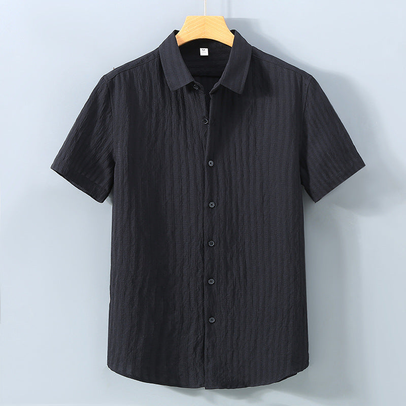 Chemise homme – Coupe décontractée – Tissu respirant – Manches courtes – Toucher texturé