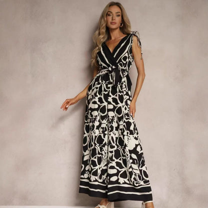 Combinaison Femme – Coupe Fluide – Sans Manches – Ceinture à Nouer