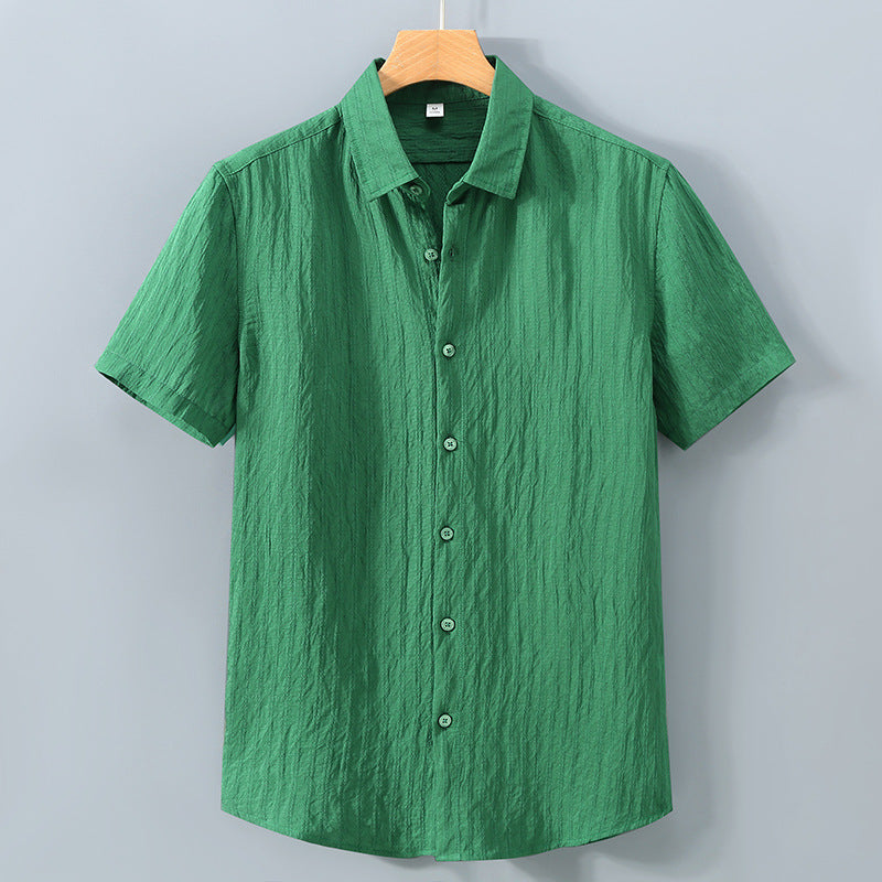 Chemise homme – Coupe décontractée – Tissu respirant – Manches courtes – Toucher texturé