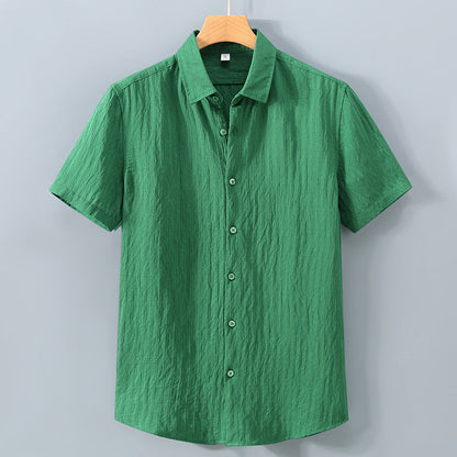 Chemise homme – Coupe décontractée – Tissu respirant – Manches courtes – Toucher texturé
