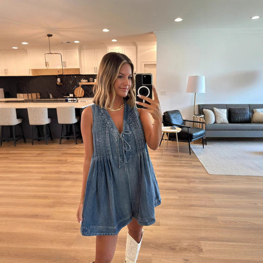 Combinaison short femme – Coupe ample – Sans manches – Décolleté lacé