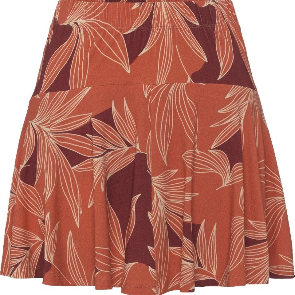 Jupe-short femme – Coupe évasée légère – Imprimé feuille – Short intégré respirant