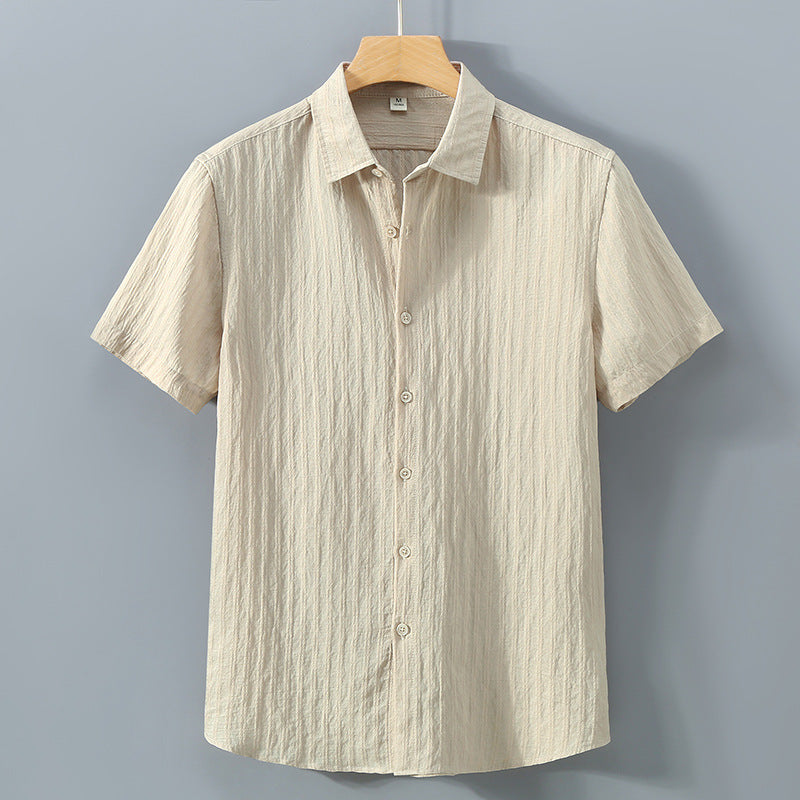 Chemise homme – Coupe décontractée – Tissu respirant – Manches courtes – Toucher texturé