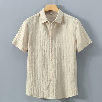 Chemise homme – Coupe décontractée – Tissu respirant – Manches courtes – Toucher texturé
