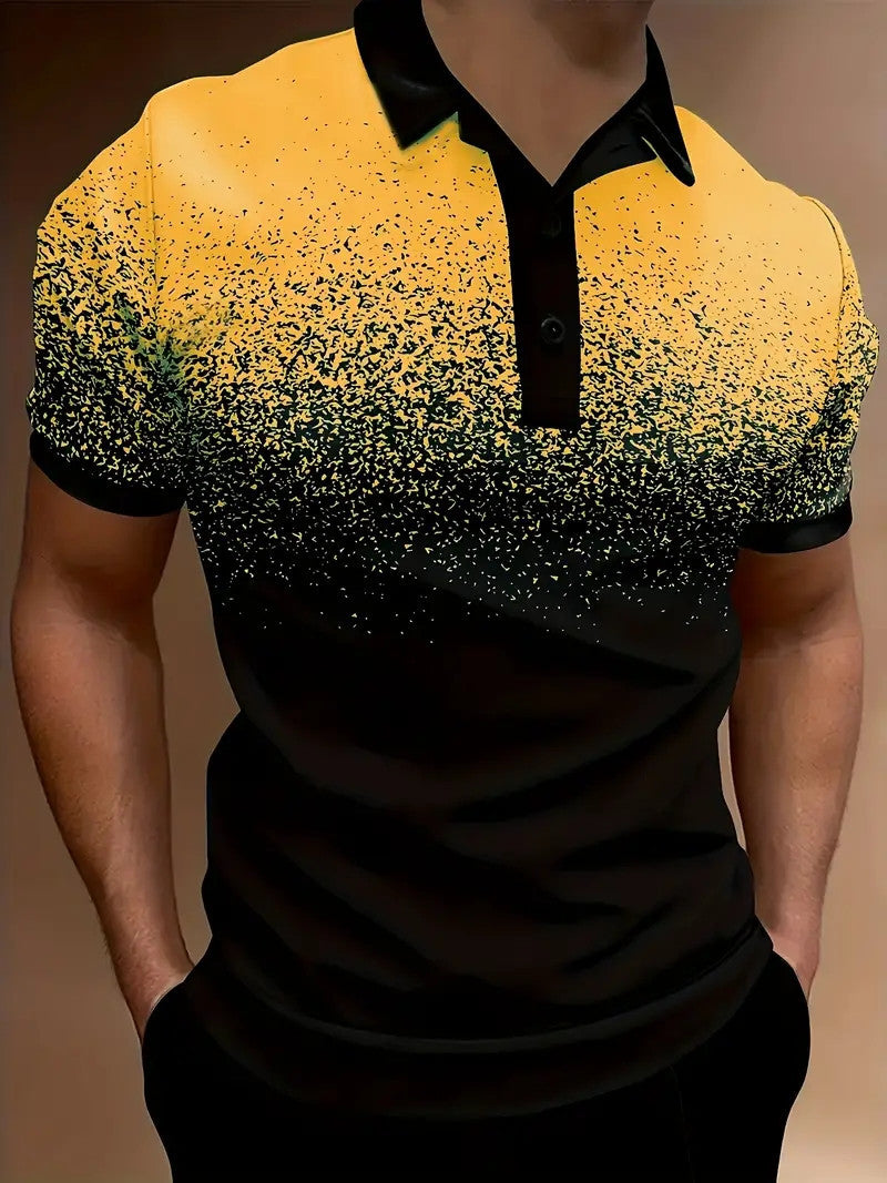 Men's polo – Slim fit – Gradient pattern – Soft breathable fabric – Casual style
