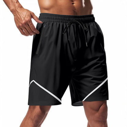 Short de sport homme – Séchage rapide – Coupe ample – Poches zippées – Cordon ajustable