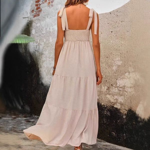 Robe femme évasée – Coton – Bretelles réglables – Coupe midi sans manches