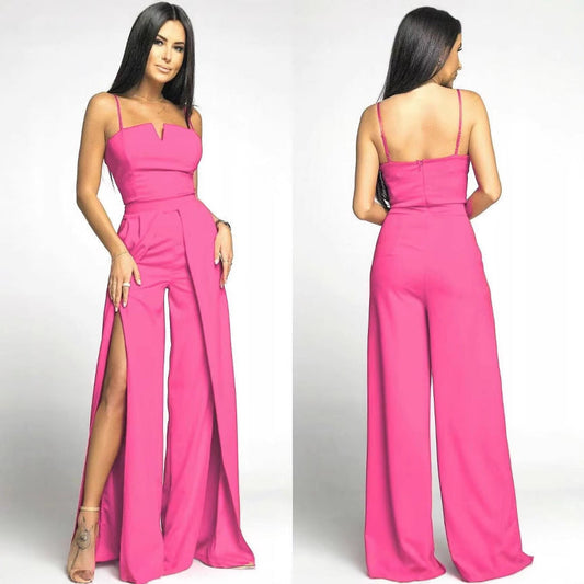 Combinaison femme – Coupe slim bustier – Jambe large fendue