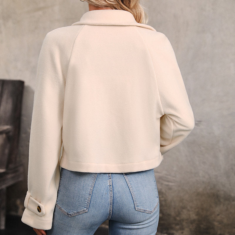 Short women's jacket – Oversized cut – Soft touch – Cross-over buttoned style