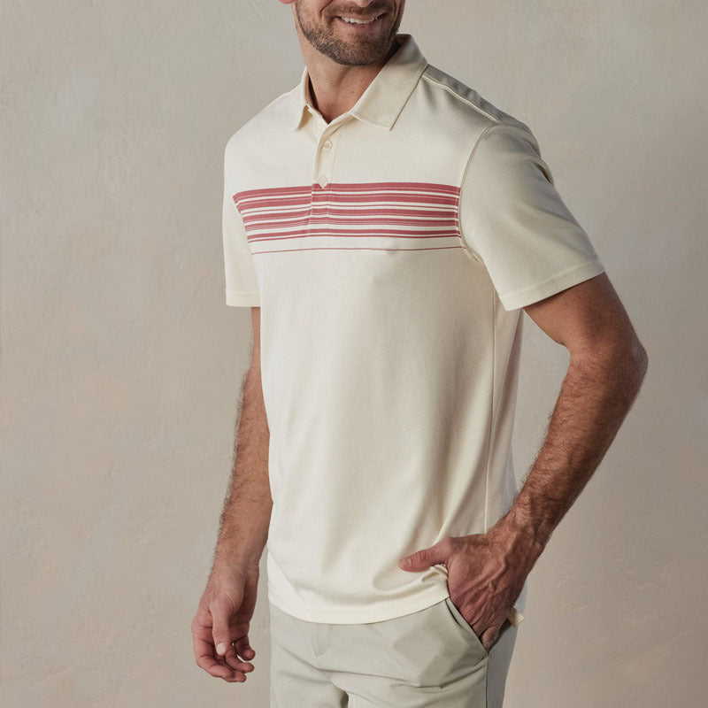 Polo Homme – Coupe Slim – Col V à Boutons – Maille Respirante – Rayé Casual