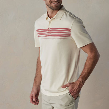 Polo Homme – Coupe Slim – Col V à Boutons – Maille Respirante – Rayé Casual