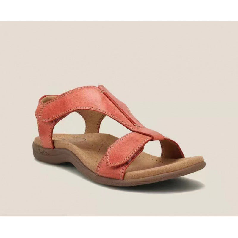Sandales Compensées Femme – Tige T-Bar – Semelle Rembourrée – Fermeture Velcro