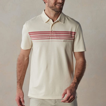 Polo Homme – Coupe Slim – Col V à Boutons – Maille Respirante – Rayé Casual
